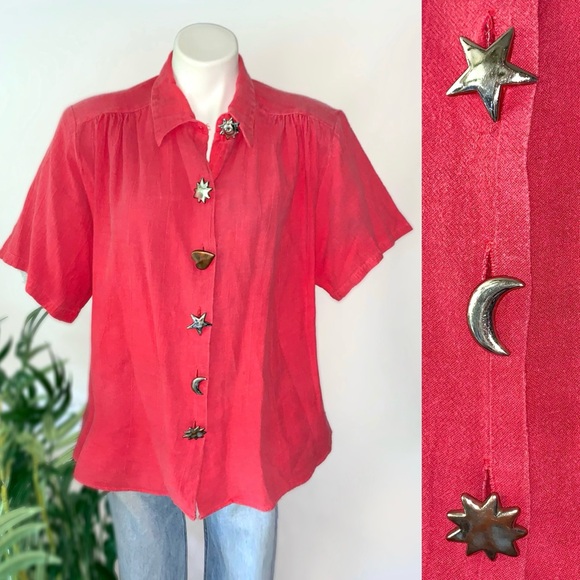 v i n t a g e :: Celestial Sun Moon Stars Blouse - Picture 1 of 14